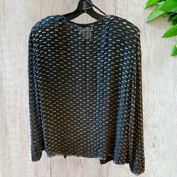 Papell Boutique Evening Silk Embroidered Jacket Vintage - Picture 2 of 9